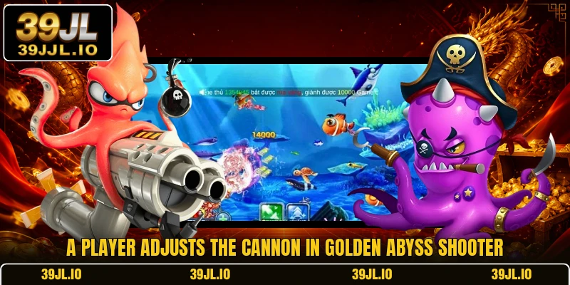 A player adjusts the cannon in Golden Abyss Shooter