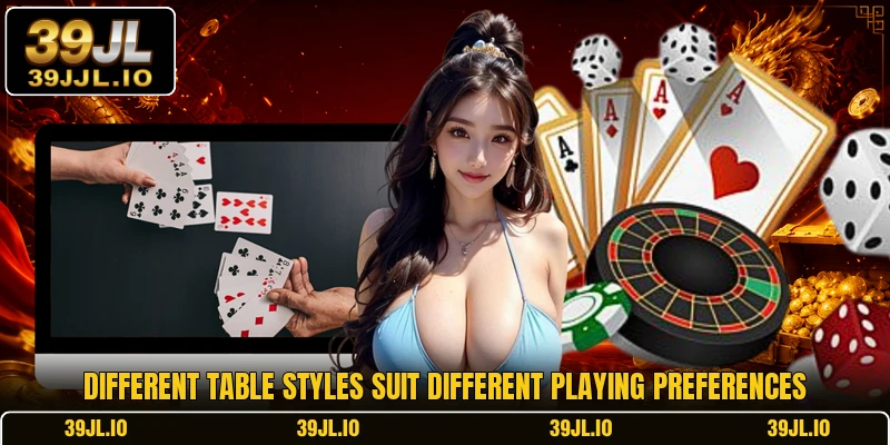 Different table styles suit different playing preferences