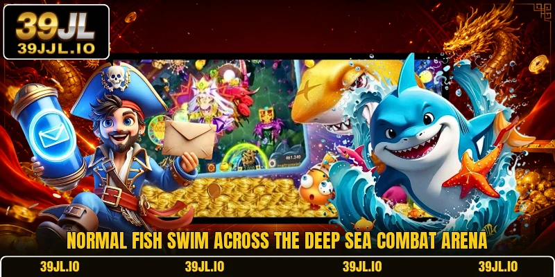 Normal fish swim across the deep sea combat arena