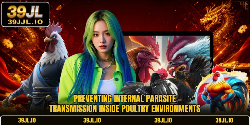 Preventing internal parasite transmission inside poultry environments