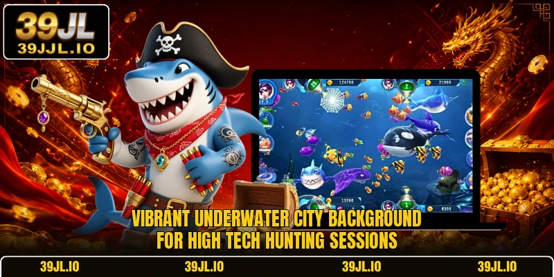 Vibrant underwater city background for high tech hunting sessions